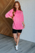 Don't Mind Me Mineral Wash Drop Shoulder Tee in Fuchsia    Tops Ave Shops- Tilden Co.