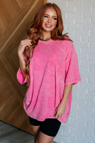 Don't Mind Me Mineral Wash Drop Shoulder Tee in Fuchsia    Tops Ave Shops- Tilden Co.