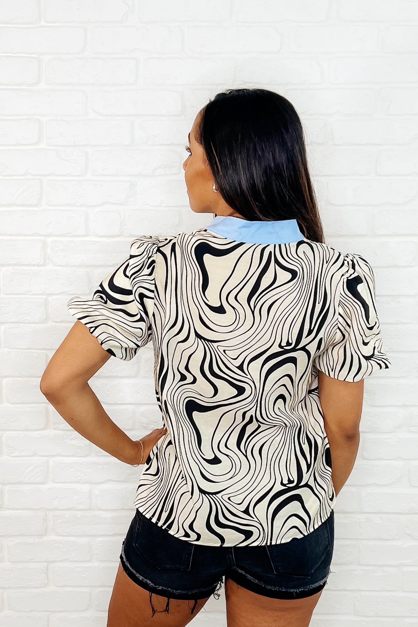 Don't Want to Wait Zebra Print Top Womens Ave Shops- Tilden Co.