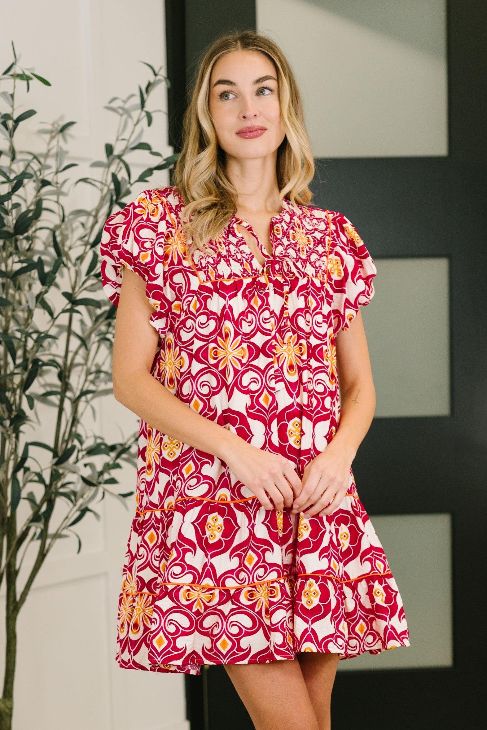 Don't You Go Away Balloon Sleeve Dress Knee Length Dress Ave Shops- Tilden Co.
