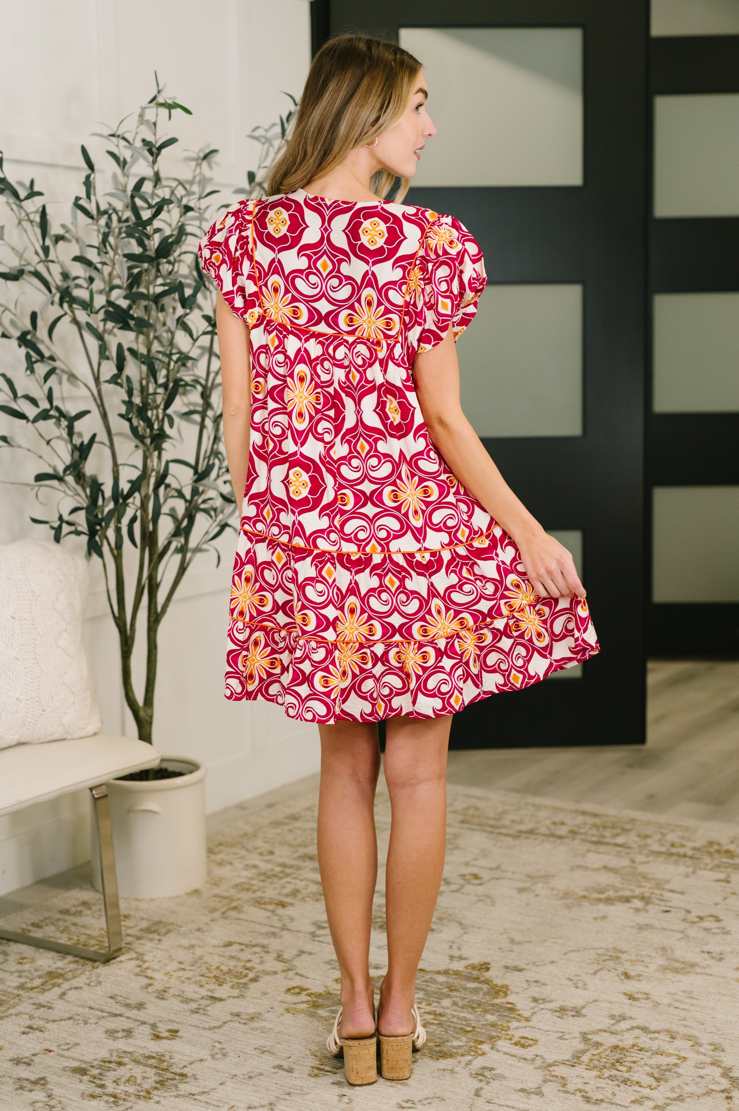 Don't You Go Away Balloon Sleeve Dress Knee Length Dress Ave Shops- Tilden Co.