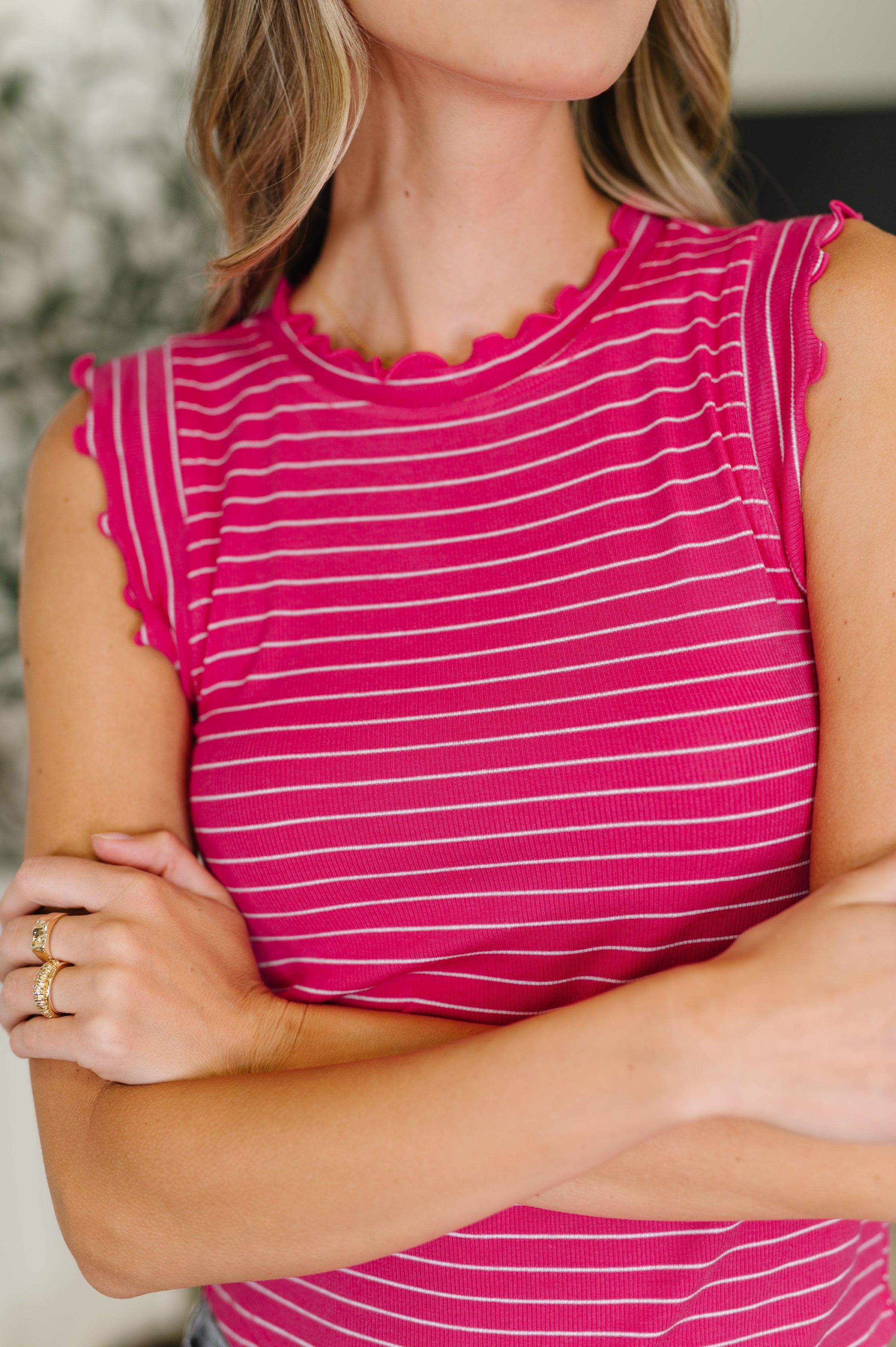 Doodle Me In Lettuce Round Neck Top in Hot Pink Womens Ave Shops- Tilden Co.