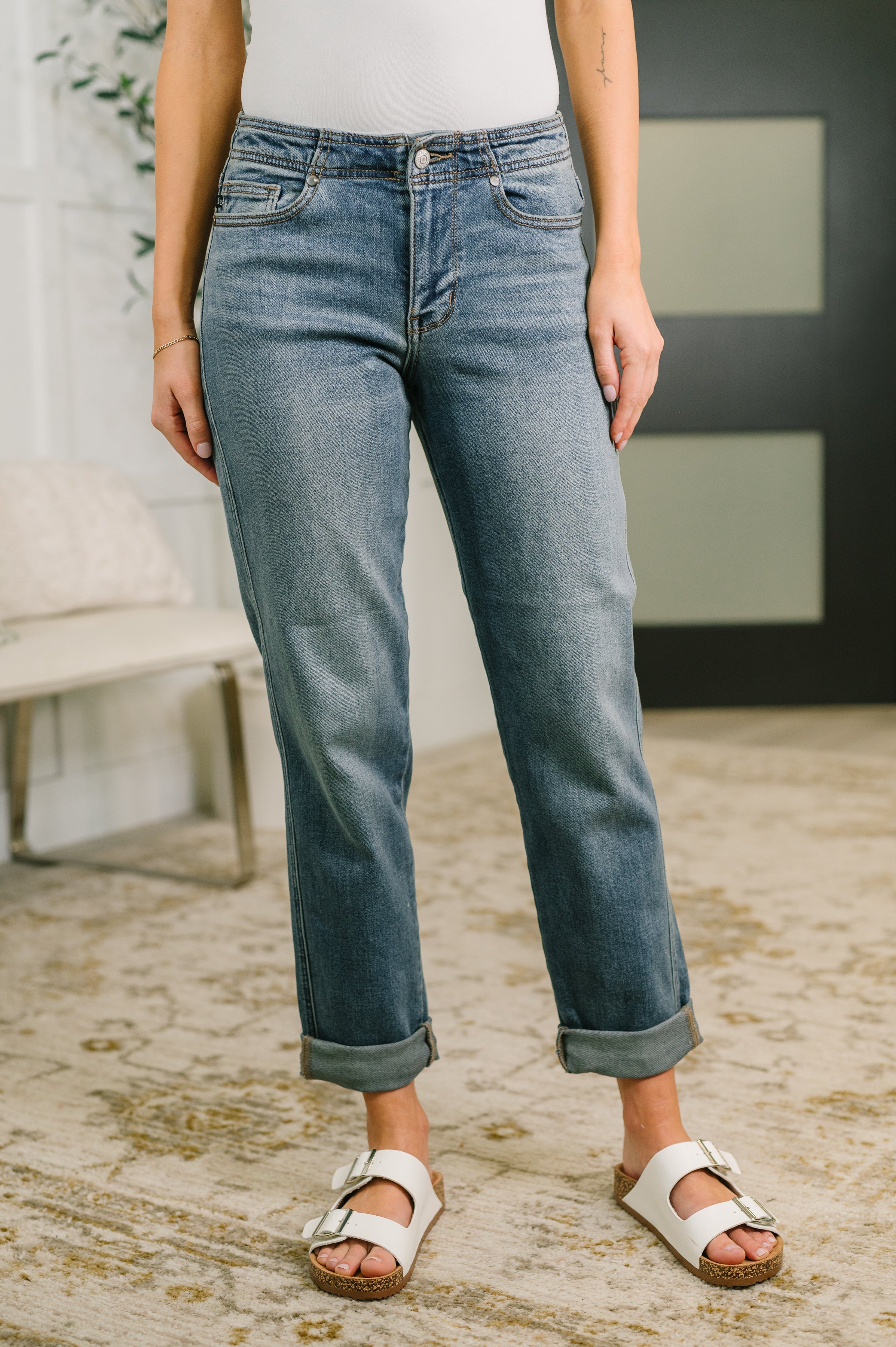 Doris Mid Rise Boyfriend with Adjustable Back Tab + Hollywood WB Womens Ave Shops- Tilden Co.