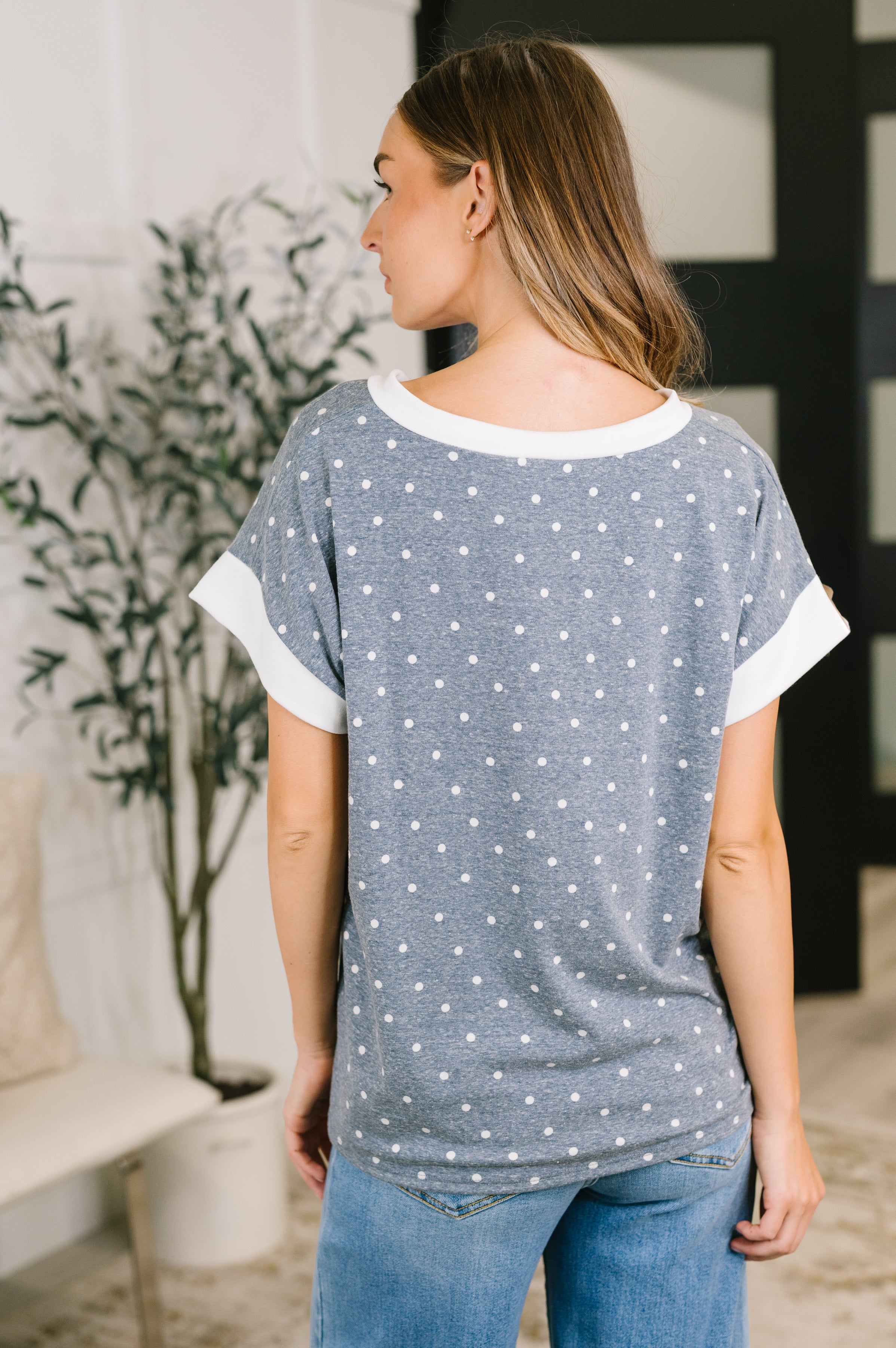 Dot, Dot, Dot V-Neck Casual Top Womens Ave Shops- Tilden Co.