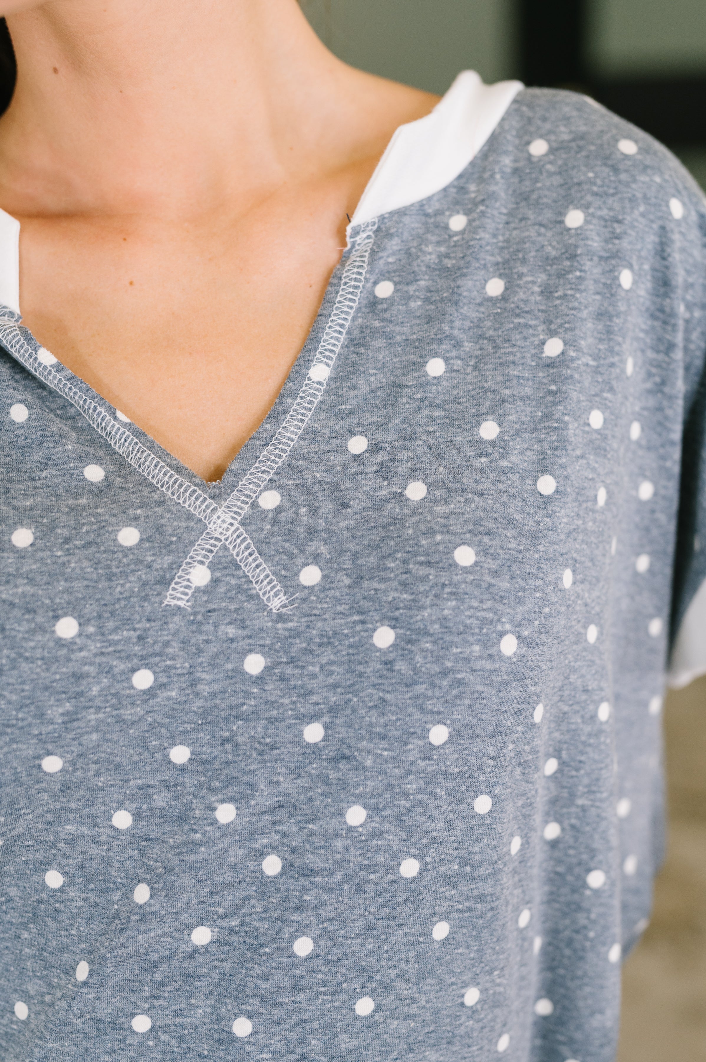 Dot, Dot, Dot V-Neck Casual Top Womens Ave Shops- Tilden Co.