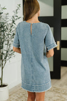 Dressed & Obsessed Chambray T-Shirt Dress in Indigo Womens Ave Shops- Tilden Co.