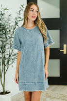 Dressed & Obsessed Chambray T-Shirt Dress in Indigo Womens Ave Shops- Tilden Co.