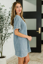 Dressed & Obsessed Chambray T-Shirt Dress in Indigo Womens Ave Shops- Tilden Co.