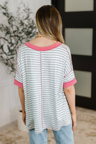 Dressed to Chill V-Neck Top in Heather/Grey/Ivory/Pink Womens Ave Shops- Tilden Co.