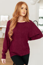 Drive Downtown Dolman Sleeve Top in Wine Tops Ave Shops- Tilden Co.