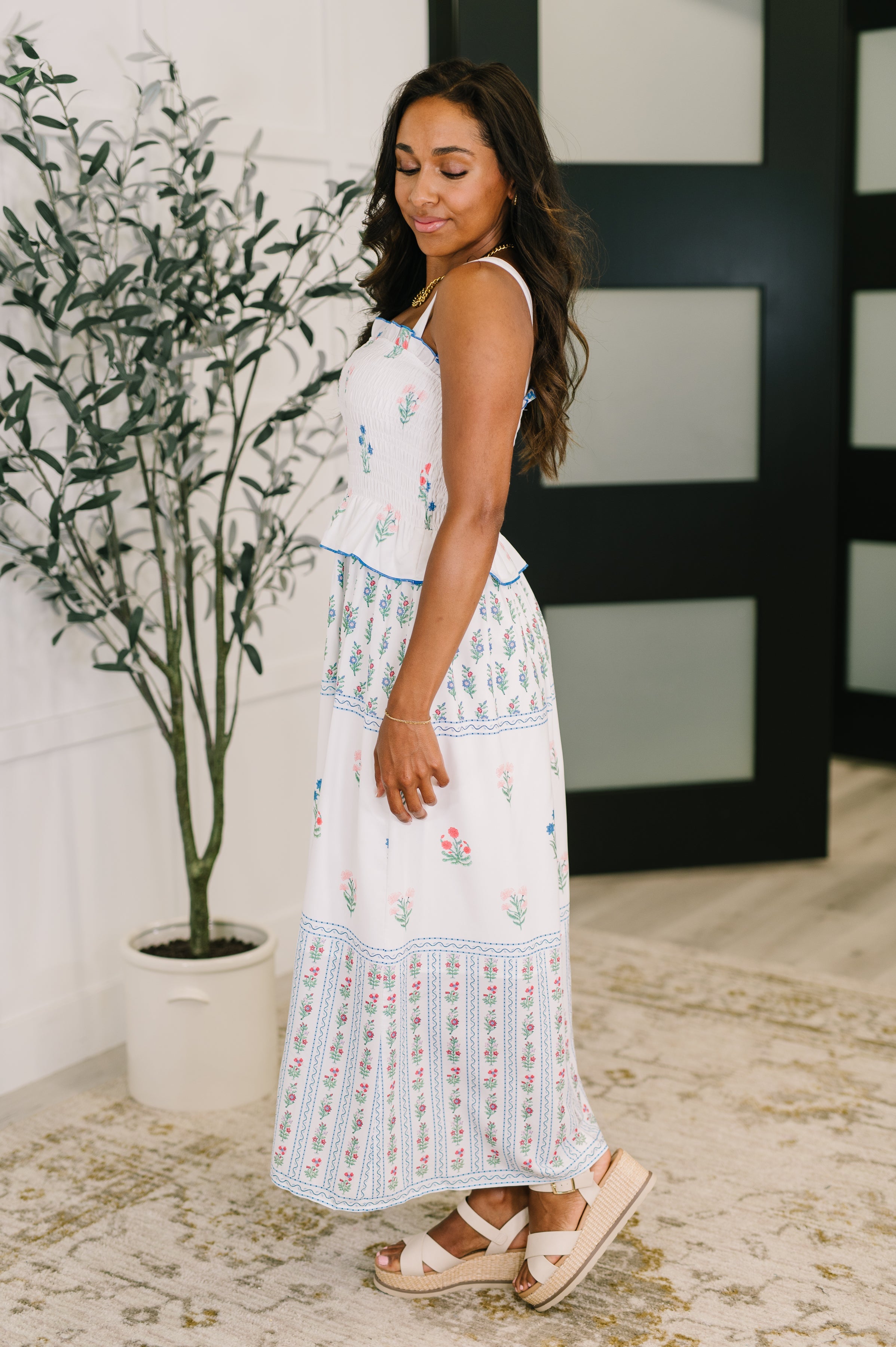 Eager Anticipation Mixed Print Midi Dress Midi Dress Ave Shops- Tilden Co.
