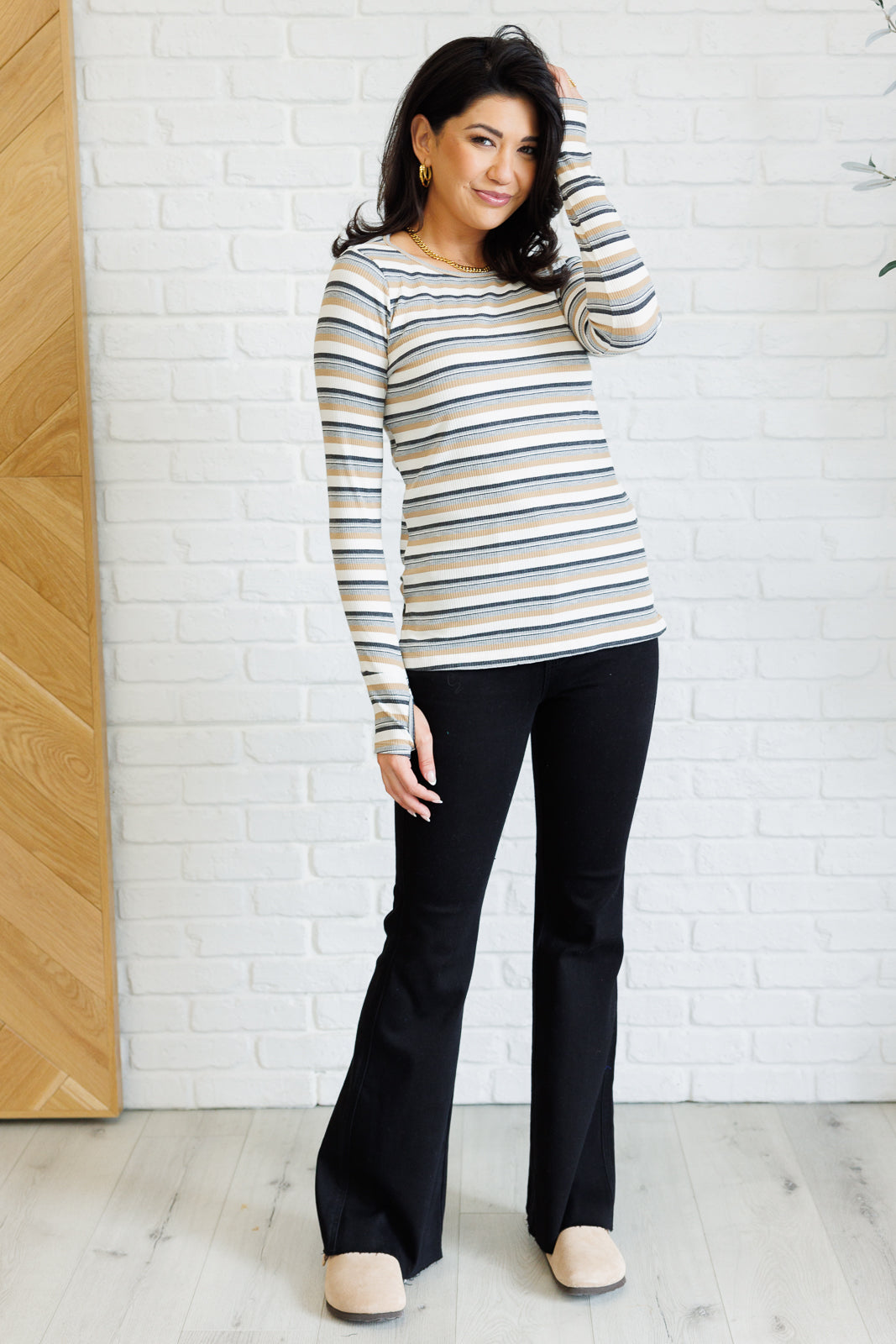 East Coast Breeze Striped Top Long Sleeve Top Ave Shops- Tilden Co.