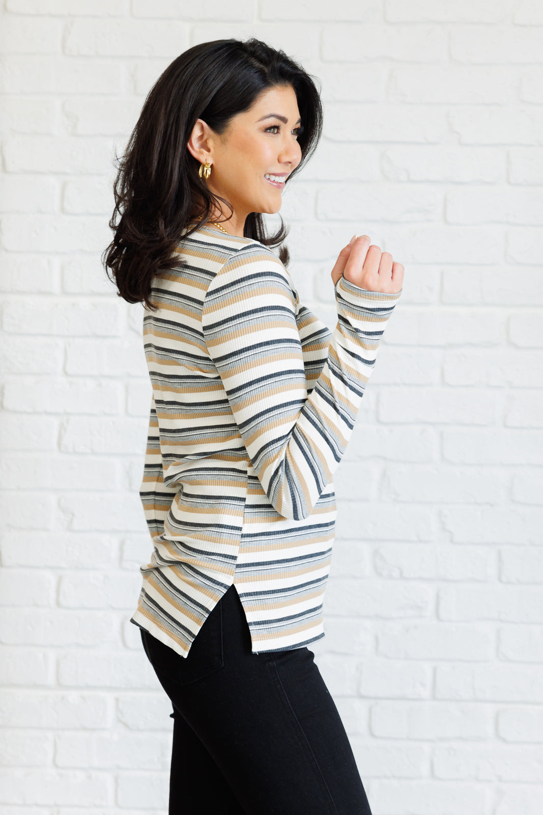 East Coast Breeze Striped Top Long Sleeve Top Ave Shops- Tilden Co.