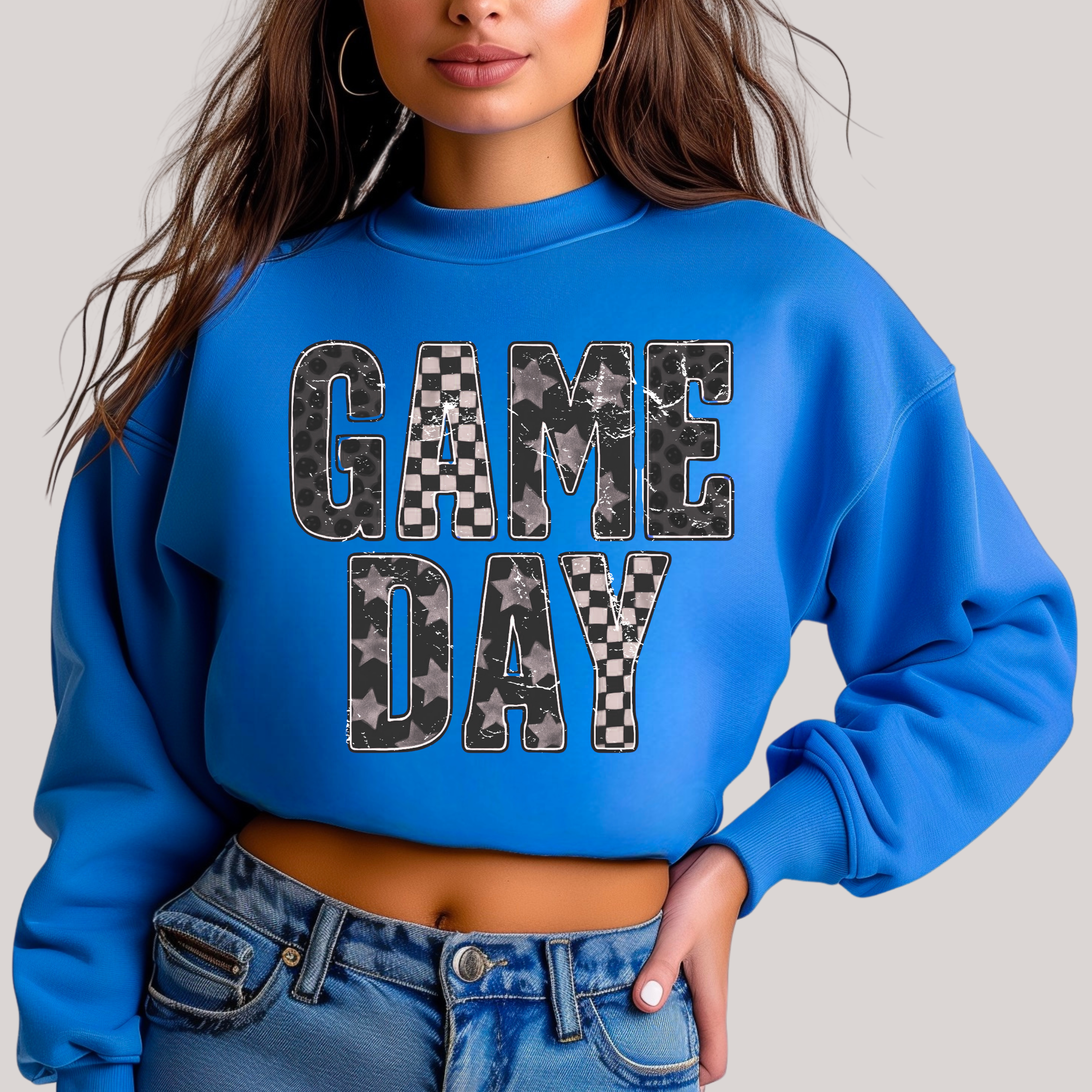 Edgy Gameday in Blue Sweatshirt Womens Ave Shops- Tilden Co.