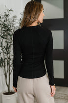 Effortless Edge Knit Henley Top in Black Womens Ave Shops- Tilden Co.