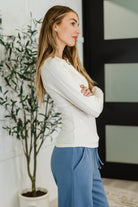 Effortless Edge Knit Henley Top in Natural Womens Ave Shops- Tilden Co.