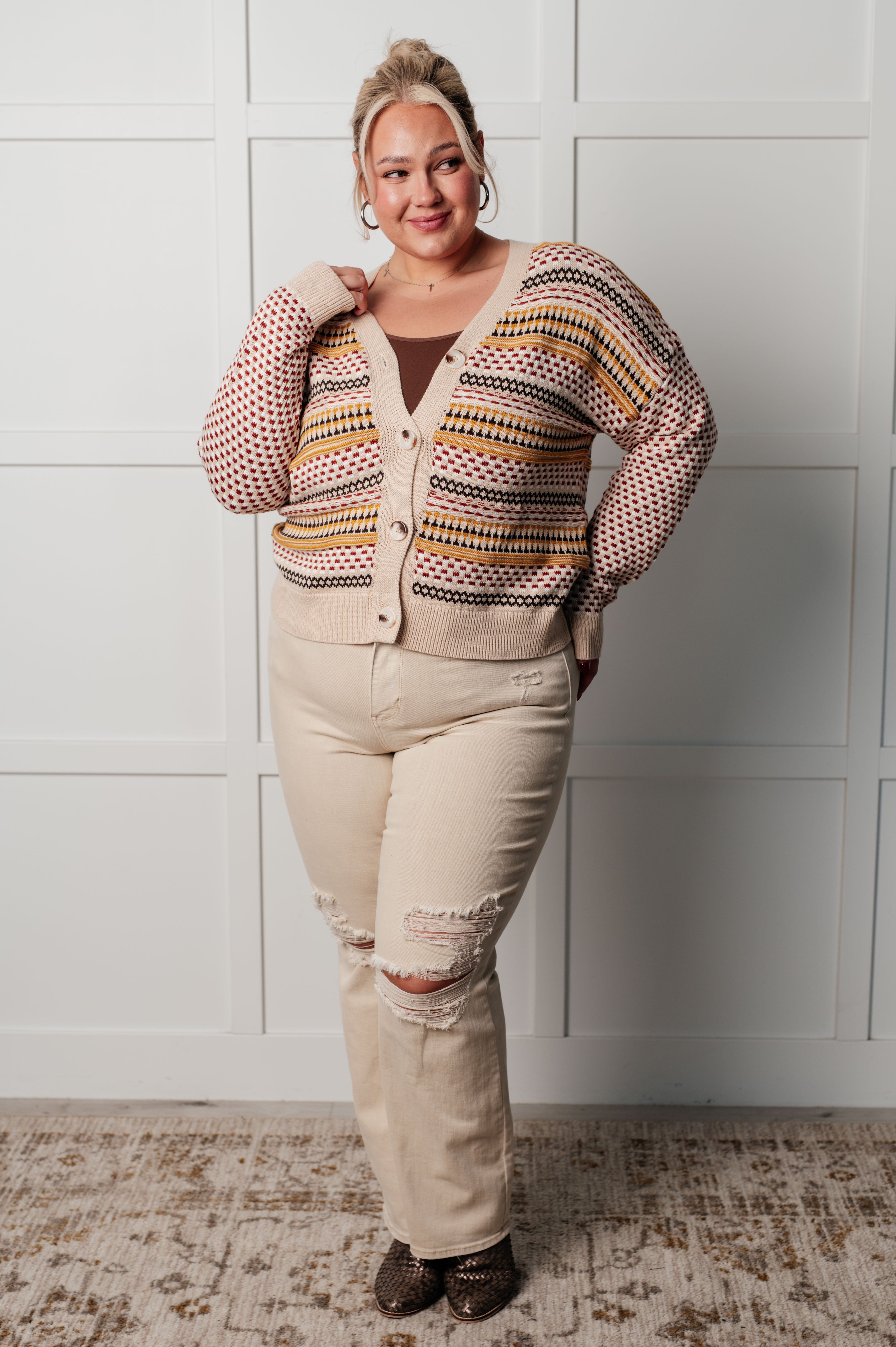 Effortless Elements Striped Cardigan Layers Ave Shops- Tilden Co.