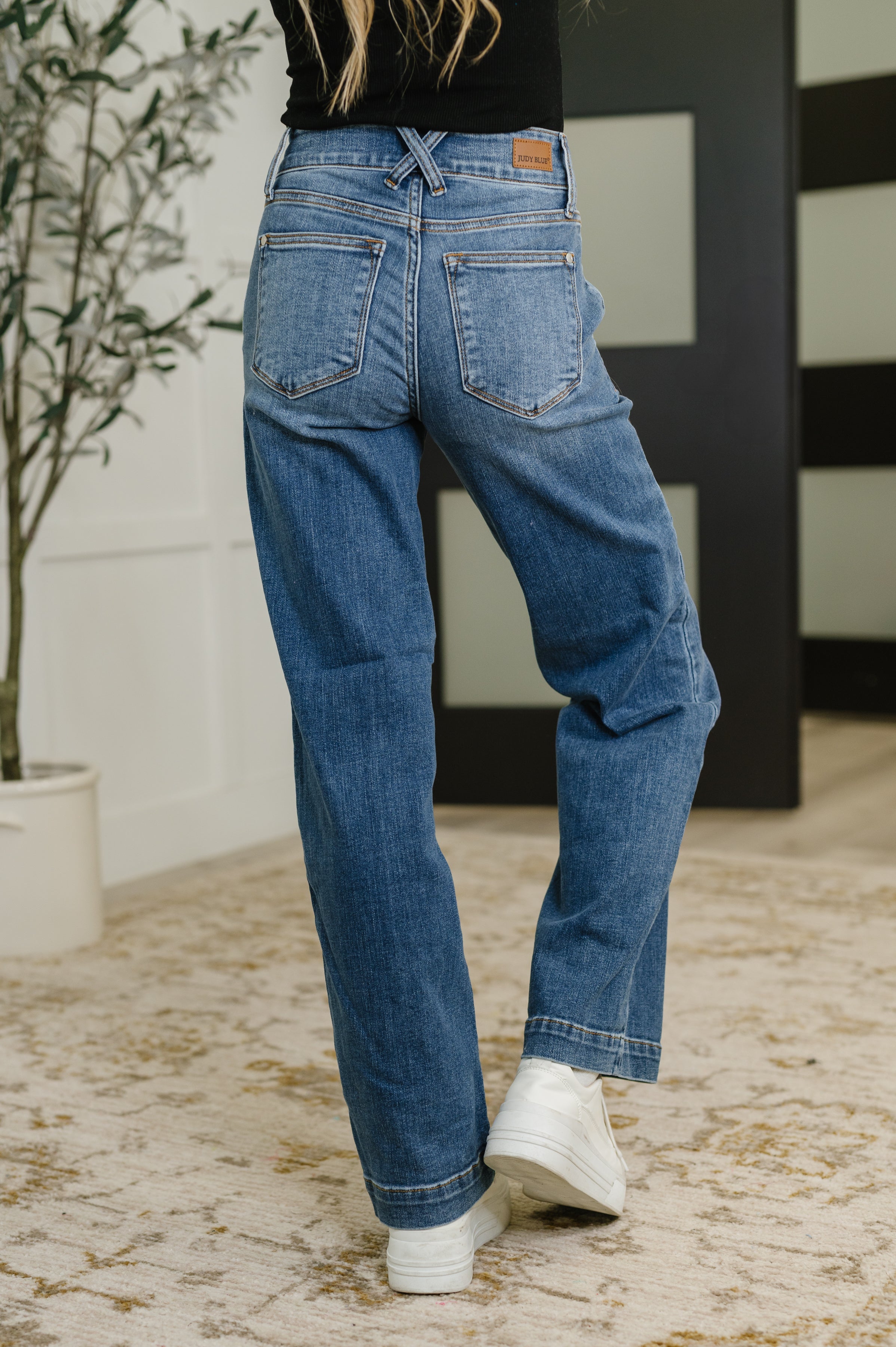Elsie High Rise Double Button Wide Leg Jeans Womens Ave Shops- Tilden Co.