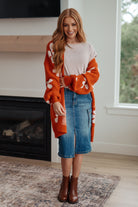 Enough Anyways Floral Cardigan in Burnt Orange Layers Ave Shops- Tilden Co.