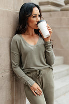 Essential Lounge Top in Mineral Wash Olive    Womens Ave Shops- Tilden Co.