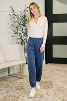 Every Second, Every Hour Jogger Bottoms in Blue Indigo Womens Ave Shops- Tilden Co.