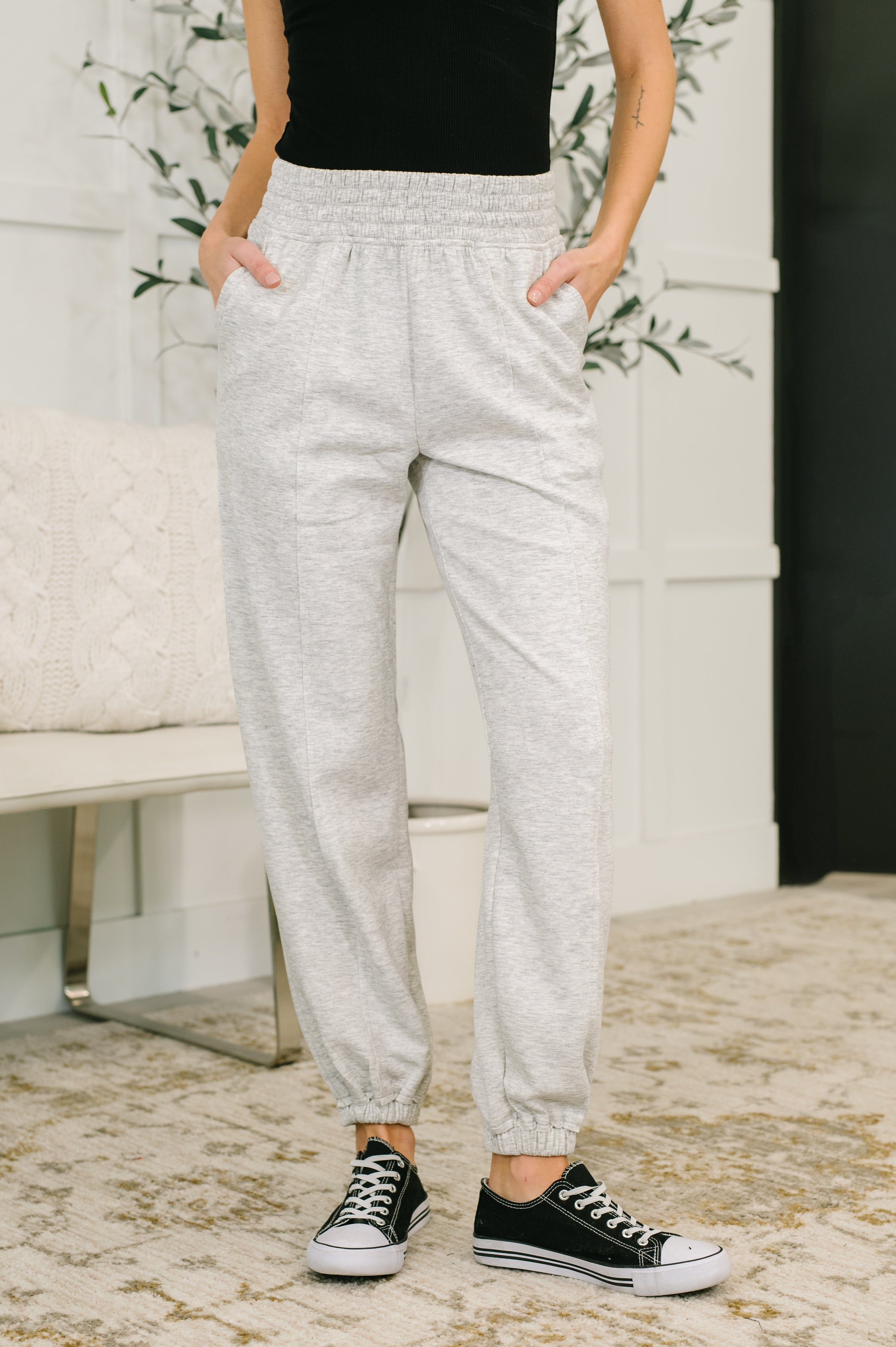 Every Second, Every Hour Jogger Bottoms in Heather Grey Womens Ave Shops- Tilden Co.