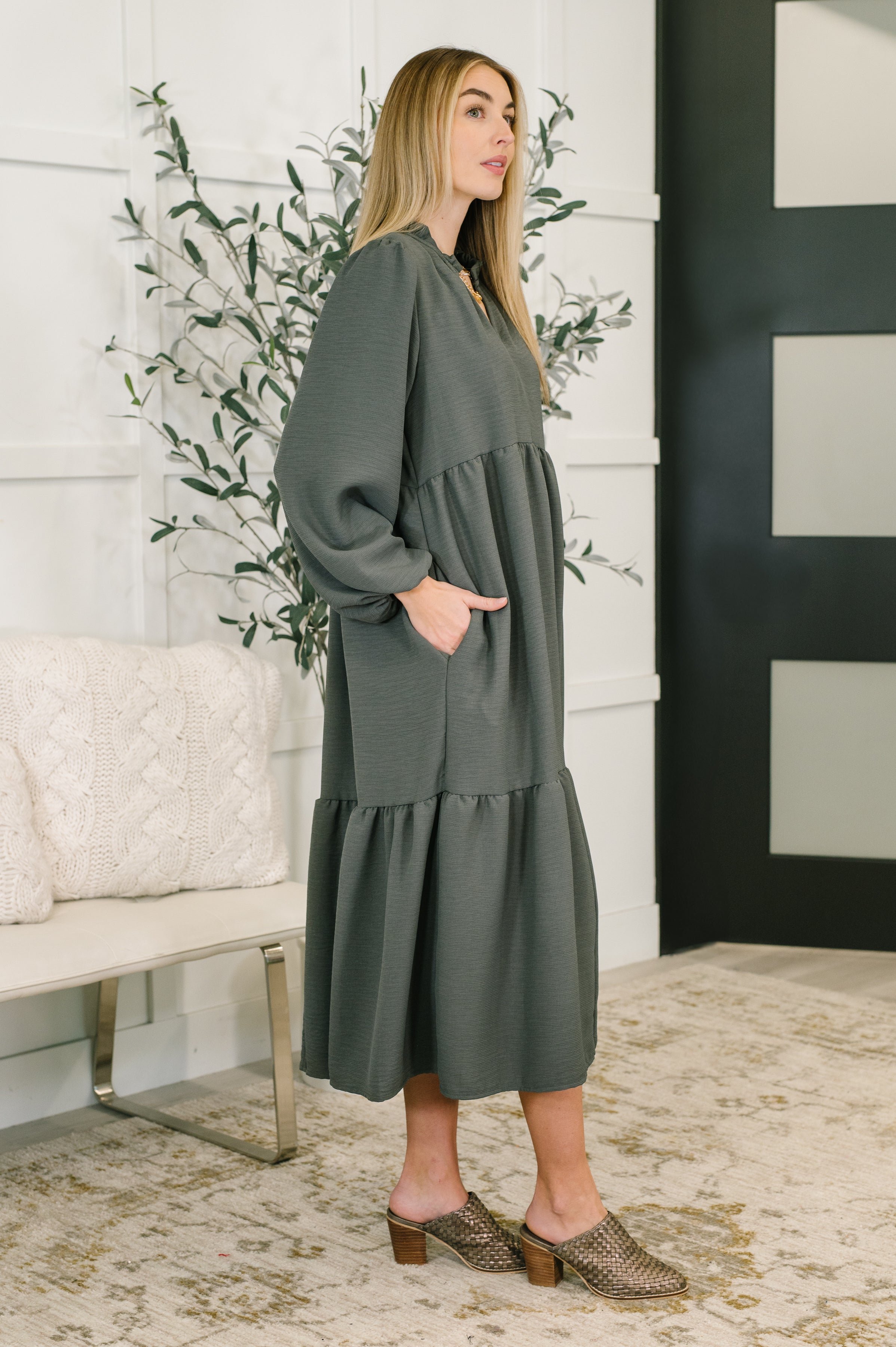 Every Single Touch V-Neck Tiered Dress Womens Ave Shops- Tilden Co.