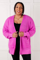 Everything Layer Waffle Knit Open Front Cardigan in Bright Mauve Layers Ave Shops- Tilden Co.