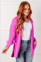 Everything Layer Waffle Knit Open Front Cardigan in Bright Mauve Layers Ave Shops- Tilden Co.