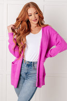 Everything Layer Waffle Knit Open Front Cardigan in Bright Mauve Layers Ave Shops- Tilden Co.