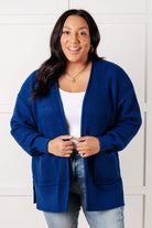 Everything Layer Waffle Knit Open Front Cardigan in Light Navy Layers Ave Shops- Tilden Co.