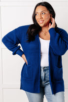 Everything Layer Waffle Knit Open Front Cardigan in Light Navy Layers Ave Shops- Tilden Co.