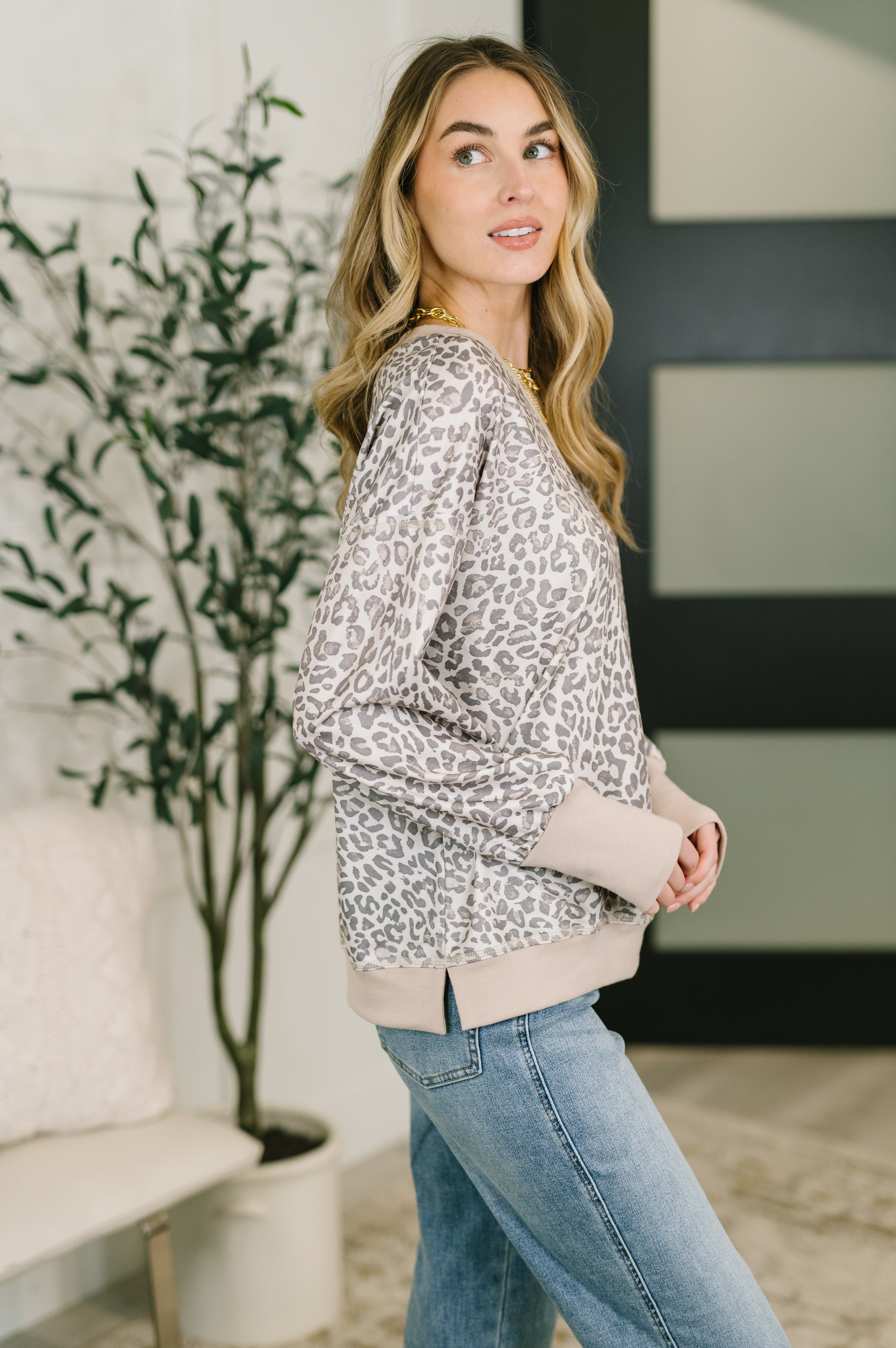Everything You Need Patchwork Crew Neck Pullover Sweater Ave Shops- Tilden Co.
