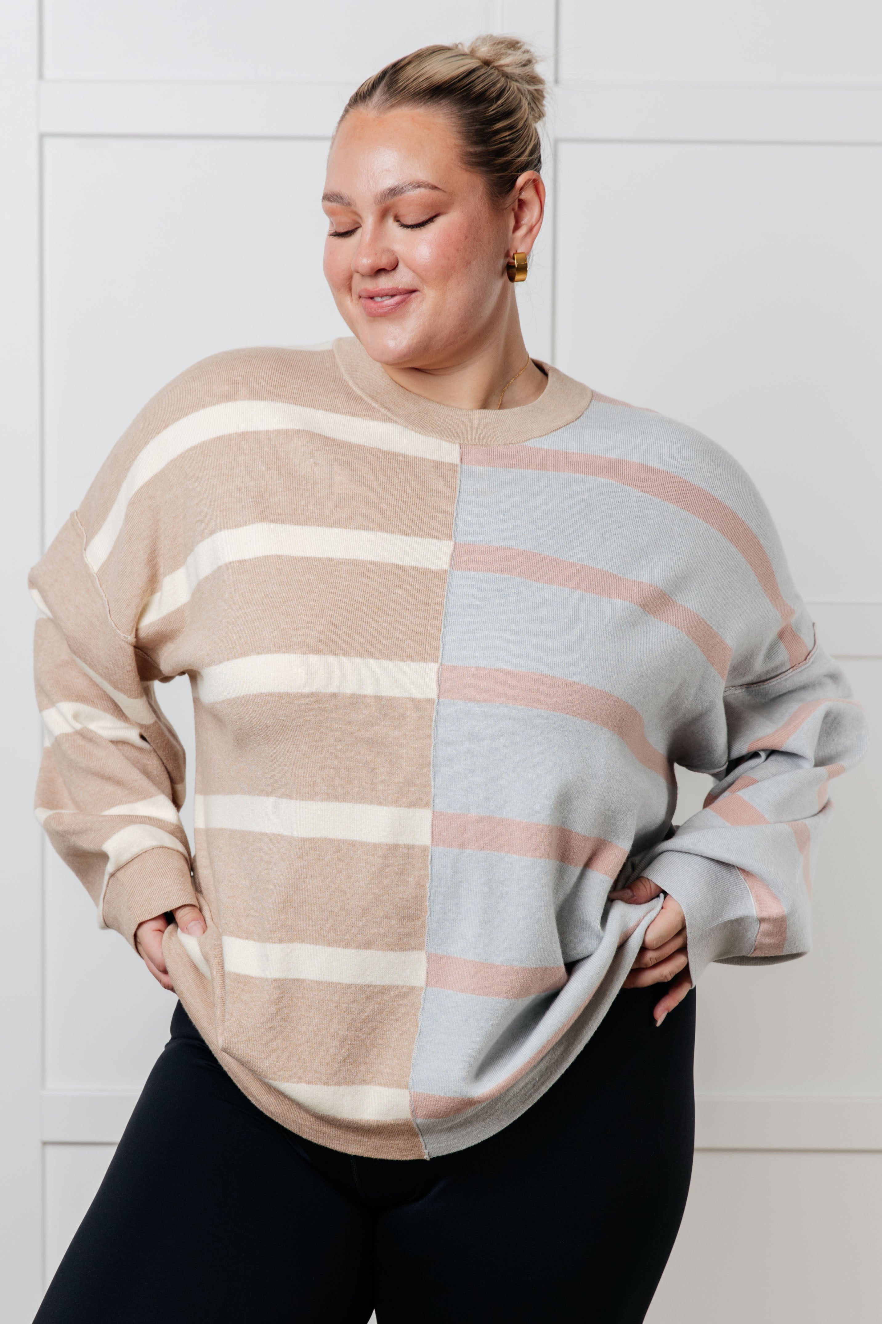 Exceptional Thought Striped Patchwork Sweater Tops Ave Shops- Tilden Co.