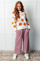 Falling Flowers Floral Sweater Tops Ave Shops- Tilden Co.