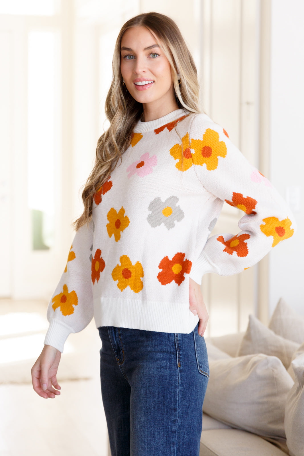 Falling Flowers Floral Sweater    Tops Ave Shops- Tilden Co.