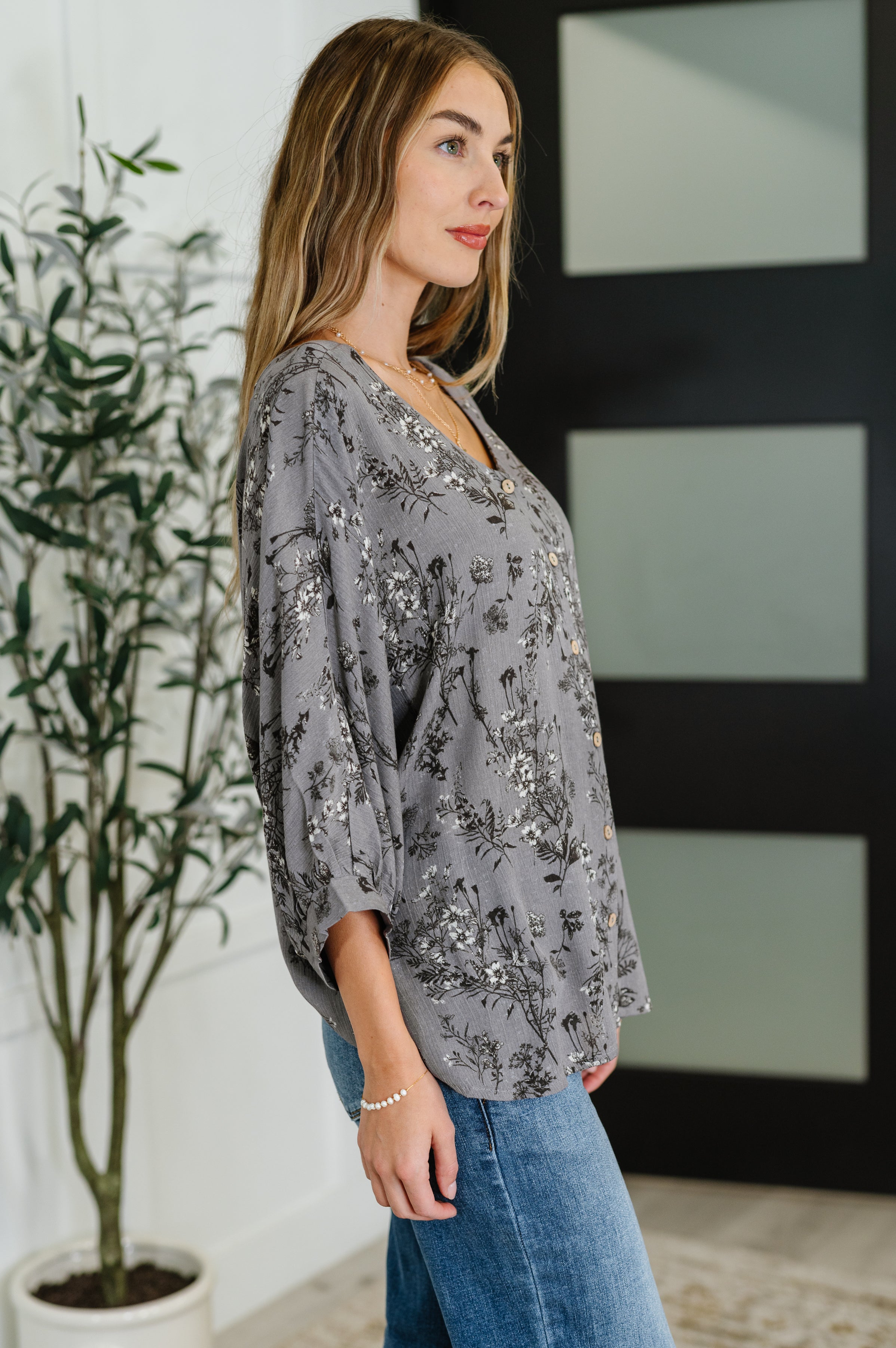 Falling in Deep Crinkle Woven Blouse Dune Grey Womens Ave Shops- Tilden Co.
