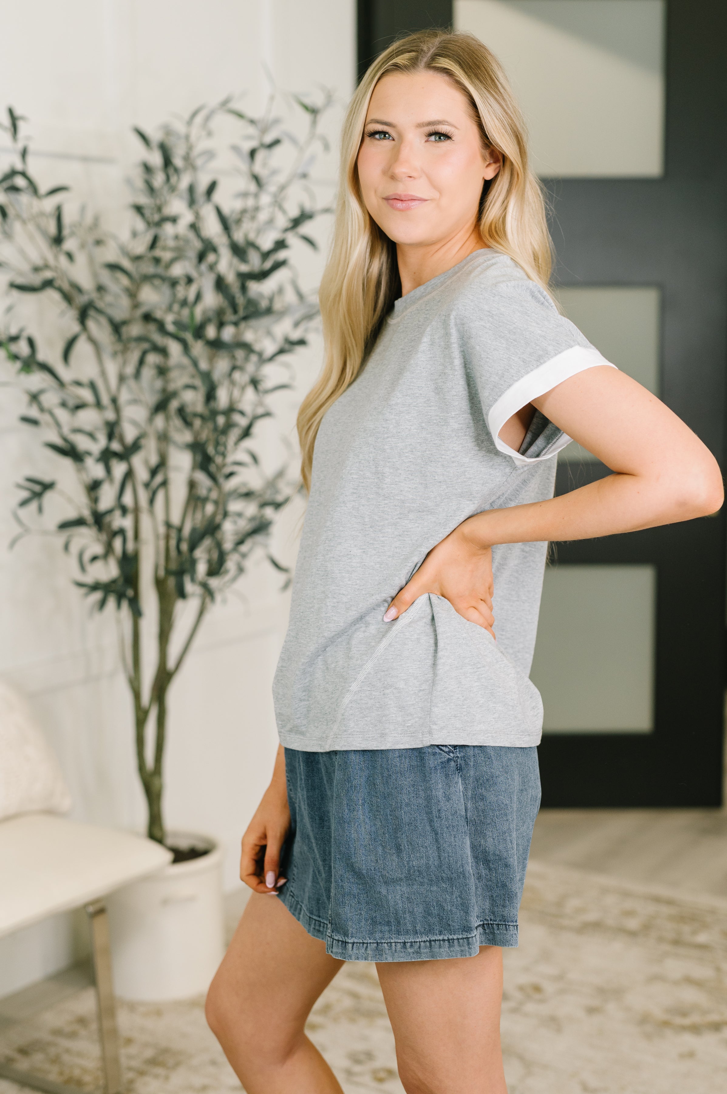 Feel Alright Two Tone Contrast in Heather Grey Womens Ave Shops- Tilden Co.
