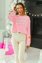 Feelin Festive Pink Sweater Womens Ave Shops- Tilden Co.