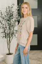 Feel so Fine Embroidered Knit Top T-Shirt Ave Shops- Tilden Co.