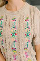 Feel so Fine Embroidered Knit Top T-Shirt Ave Shops- Tilden Co.