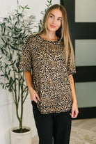 Feline Fine Ribbed Knit Relaxed Tee in Mocha Womens Ave Shops- Tilden Co.