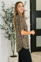 Feline Fine Ribbed Knit Relaxed Tee in Mocha Womens Ave Shops- Tilden Co.