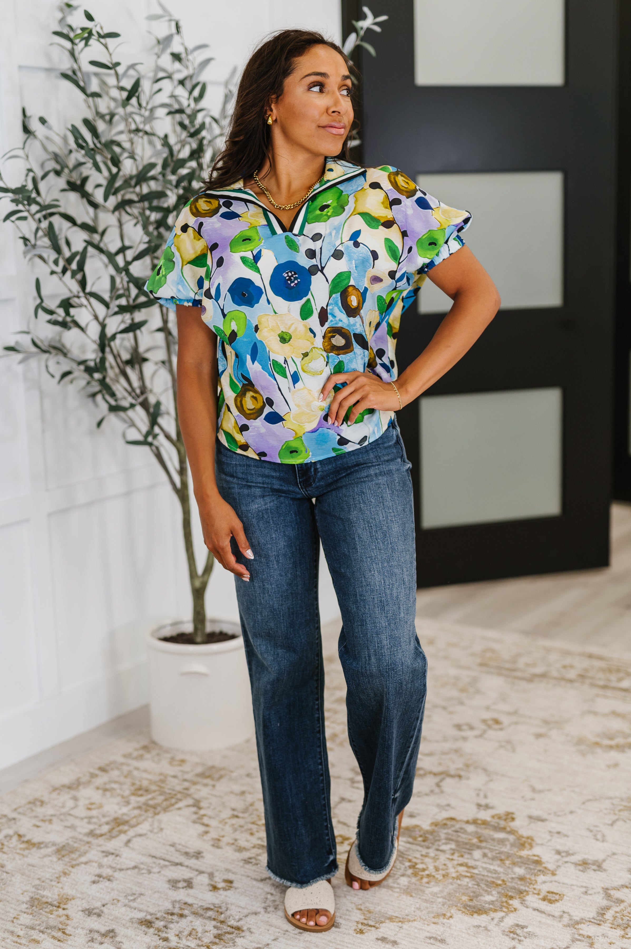 Fielding Questions Floral Top Womens Ave Shops- Tilden Co.