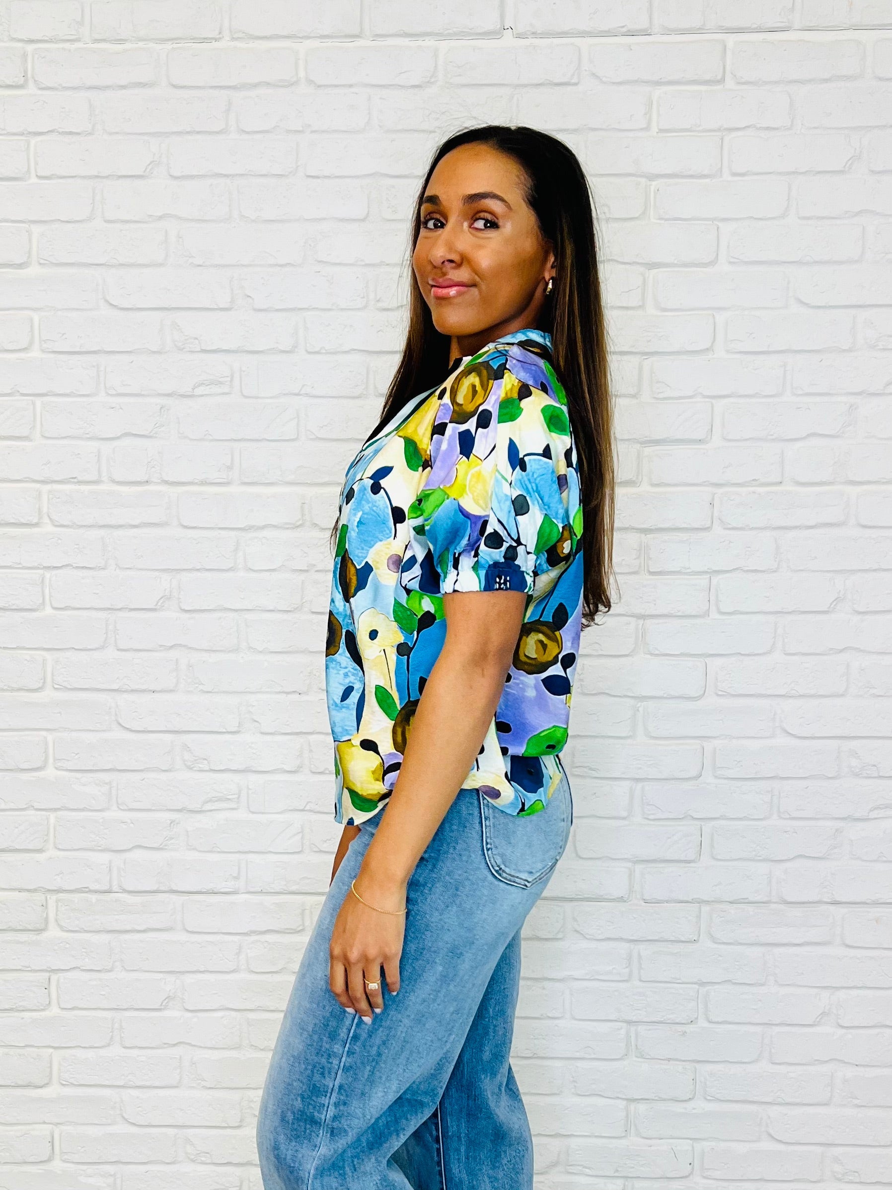 Fielding Questions Floral Top Womens Ave Shops- Tilden Co.