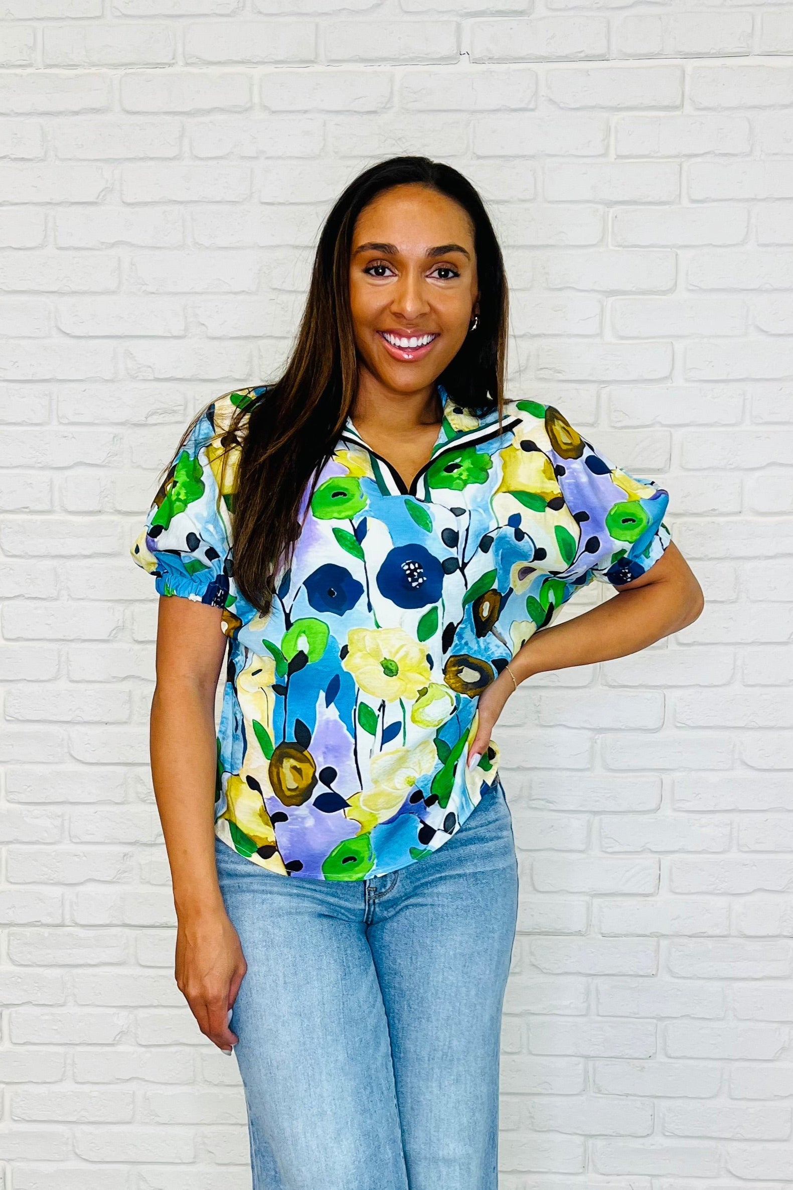 Fielding Questions Floral Top Womens Ave Shops- Tilden Co.