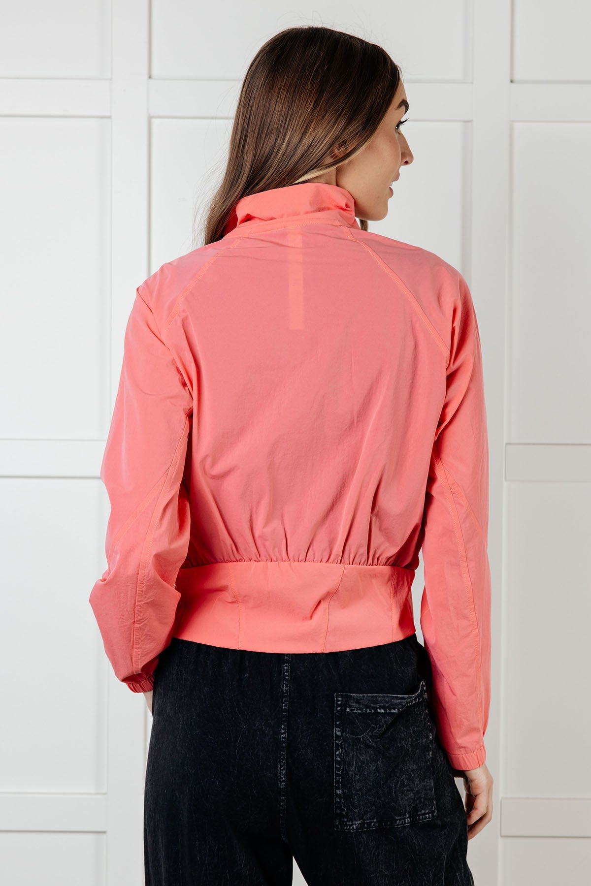 Fit Happens Nylon Tennis Jacket in Coral Rose Layers Ave Shops- Tilden Co.