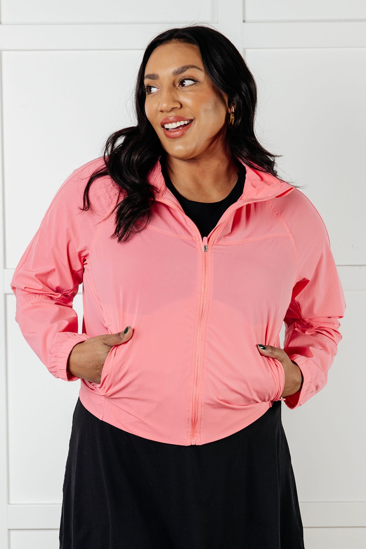 Fit Happens Nylon Tennis Jacket in Coral Rose Layers Ave Shops- Tilden Co.