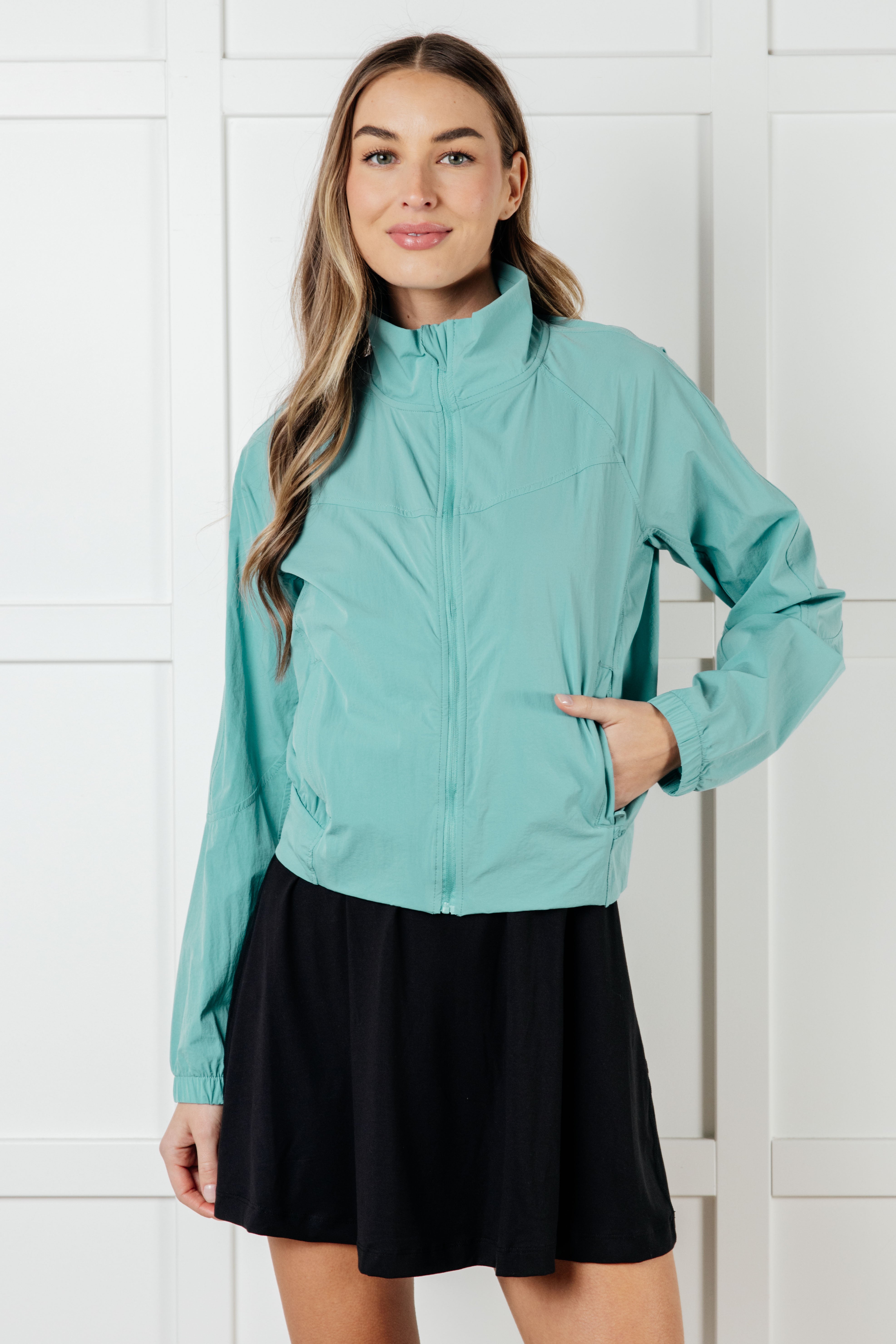 Fit Happens Nylon Tennis Jacket in Tidal Wave Layers Ave Shops- Tilden Co.