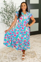 Fleurget Me Not Tiered Flutter Sleeve Dress in Aqua Womens Ave Shops- Tilden Co.